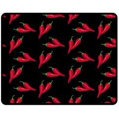 Red, hot jalapeno peppers, chilli pepper pattern at black, spicy Double Sided Fleece Blanket (Medium) 