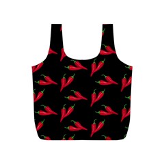 Red, hot jalapeno peppers, chilli pepper pattern at black, spicy Full Print Recycle Bag (S)