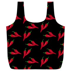 Red, hot jalapeno peppers, chilli pepper pattern at black, spicy Full Print Recycle Bag (XL)