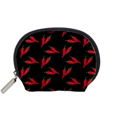 Red, hot jalapeno peppers, chilli pepper pattern at black, spicy Accessory Pouch (Small)