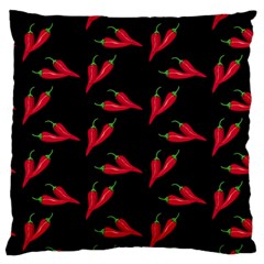 Red, hot jalapeno peppers, chilli pepper pattern at black, spicy Standard Flano Cushion Case (One Side)