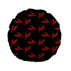 Red, hot jalapeno peppers, chilli pepper pattern at black, spicy Standard 15  Premium Flano Round Cushions