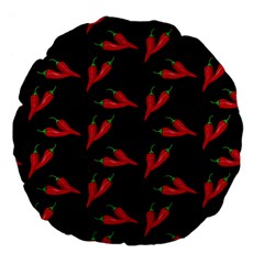 Red, Hot Jalapeno Peppers, Chilli Pepper Pattern At Black, Spicy Large 18  Premium Flano Round Cushions