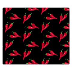 Red, hot jalapeno peppers, chilli pepper pattern at black, spicy Double Sided Flano Blanket (Small) 
