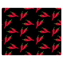 Red, hot jalapeno peppers, chilli pepper pattern at black, spicy Double Sided Flano Blanket (Medium) 