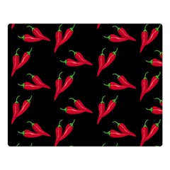Red, hot jalapeno peppers, chilli pepper pattern at black, spicy Double Sided Flano Blanket (Large) 