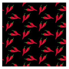 Red, hot jalapeno peppers, chilli pepper pattern at black, spicy Large Satin Scarf (Square)
