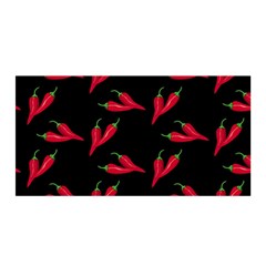 Red, hot jalapeno peppers, chilli pepper pattern at black, spicy Satin Wrap