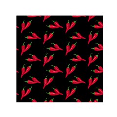 Red, hot jalapeno peppers, chilli pepper pattern at black, spicy Small Satin Scarf (Square)