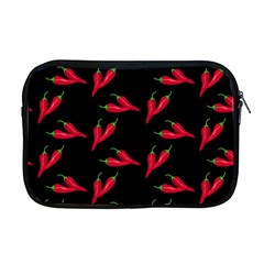 Red, Hot Jalapeno Peppers, Chilli Pepper Pattern At Black, Spicy Apple Macbook Pro 17  Zipper Case by Casemiro