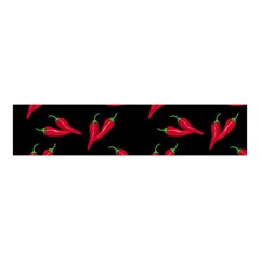 Red, hot jalapeno peppers, chilli pepper pattern at black, spicy Velvet Scrunchie