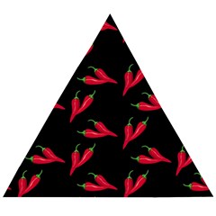 Red, hot jalapeno peppers, chilli pepper pattern at black, spicy Wooden Puzzle Triangle