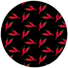 Red, hot jalapeno peppers, chilli pepper pattern at black, spicy Wooden Puzzle Round