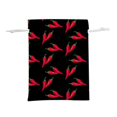 Red, hot jalapeno peppers, chilli pepper pattern at black, spicy Lightweight Drawstring Pouch (S)