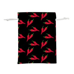 Red, hot jalapeno peppers, chilli pepper pattern at black, spicy Lightweight Drawstring Pouch (L)