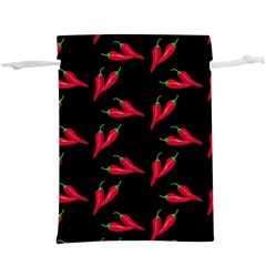 Red, hot jalapeno peppers, chilli pepper pattern at black, spicy  Lightweight Drawstring Pouch (XL)