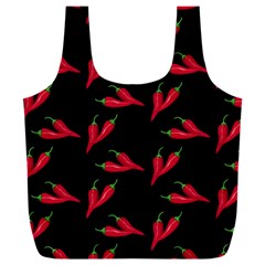 Red, hot jalapeno peppers, chilli pepper pattern at black, spicy Full Print Recycle Bag (XXXL)