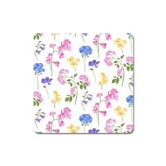 Botanical Flowers Square Magnet by Dushan