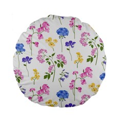 Botanical Flowers Standard 15  Premium Flano Round Cushions by Dushan