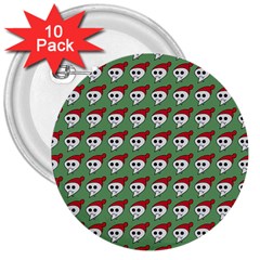 Comic Head Skull - Hat Red - Cartoon Skull 3  Buttons (10 Pack)  by DinzDas