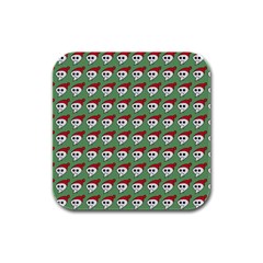 Comic Head Skull - Hat Red - Cartoon Skull Rubber Square Coaster (4 Pack)  by DinzDas