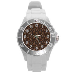 Animal Skin - Panther Or Giraffe - Africa And Savanna Round Plastic Sport Watch (l) by DinzDas