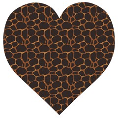 Animal Skin - Panther Or Giraffe - Africa And Savanna Wooden Puzzle Heart by DinzDas