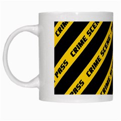 Warning Colors Yellow And Black - Police No Entrance 2 White Mugs by DinzDas