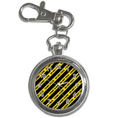 Warning Colors Yellow And Black - Police No Entrance 2 Key Chain Watches by DinzDas