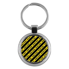 Warning Colors Yellow And Black - Police No Entrance 2 Key Chain (round) by DinzDas