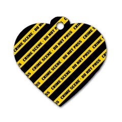 Warning Colors Yellow And Black - Police No Entrance 2 Dog Tag Heart (one Side) by DinzDas