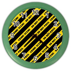 Warning Colors Yellow And Black - Police No Entrance 2 Color Wall Clock by DinzDas