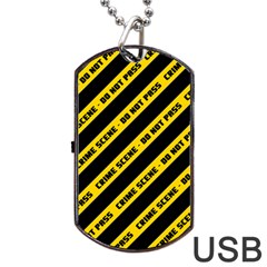 Warning Colors Yellow And Black - Police No Entrance 2 Dog Tag Usb Flash (two Sides) by DinzDas