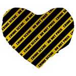 Warning Colors Yellow And Black - Police No Entrance 2 Large 19  Premium Flano Heart Shape Cushions Front