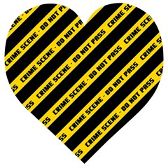 Warning Colors Yellow And Black - Police No Entrance 2 Wooden Puzzle Heart by DinzDas