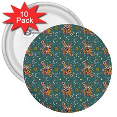 006 - Funky Oldschool 70s Wallpaper - Exploding Circles 3  Buttons (10 Pack)  by DinzDas