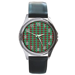 Evil Heart Graffiti Pattern Round Metal Watch by DinzDas