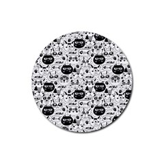 Cute Cat Faces Pattern Rubber Round Coaster (4 Pack)  by TastefulDesigns