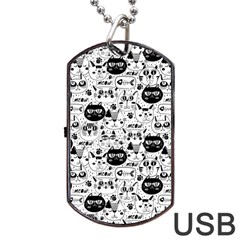 Cute Cat Faces Pattern Dog Tag Usb Flash (one Side) by TastefulDesigns