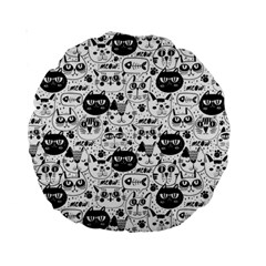 Cute Cat Faces Pattern Standard 15  Premium Round Cushions by TastefulDesigns