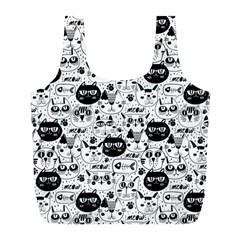 Cute Cat Faces Pattern Full Print Recycle Bag (l) by TastefulDesigns