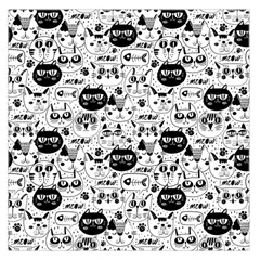 Cute Cat Faces Pattern Large Satin Scarf (square) by TastefulDesigns