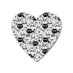 Cute Cat Faces Pattern Heart Magnet by TastefulDesigns