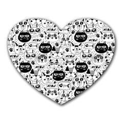 Cute Cat Faces Pattern Heart Mousepads by TastefulDesigns