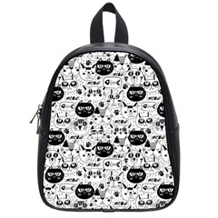 Cute Cat Faces Pattern School Bag (small) by TastefulDesigns