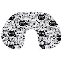 Cute Cat Faces Pattern Travel Neck Pillow by TastefulDesigns