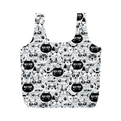 Cute Cat Faces Pattern Full Print Recycle Bag (m) by TastefulDesigns