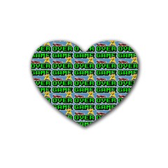 Game Over Karate And Gaming - Pixel Martial Arts Rubber Coaster (heart)  by DinzDas