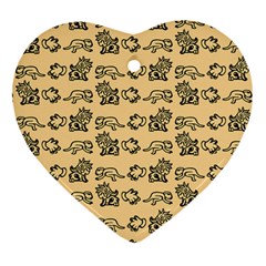 Inka Cultur Animal - Animals And Occult Religion Heart Ornament (two Sides) by DinzDas