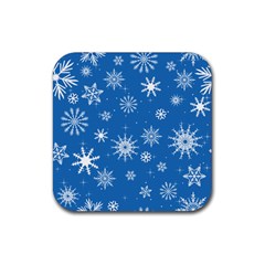 Winter Time And Snow Chaos Rubber Coaster (square)  by DinzDas